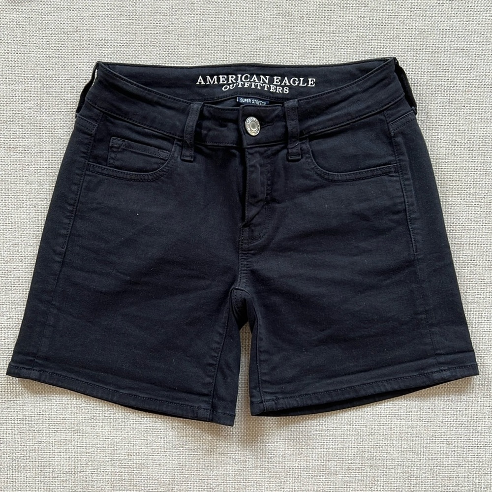 AEO Midi Super Stretch Black Twill Short